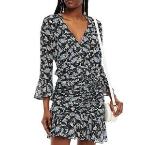 VERONICA BEARD 
Sean Gathered Floral-Print Fil Coupé Silk Mini Dress
